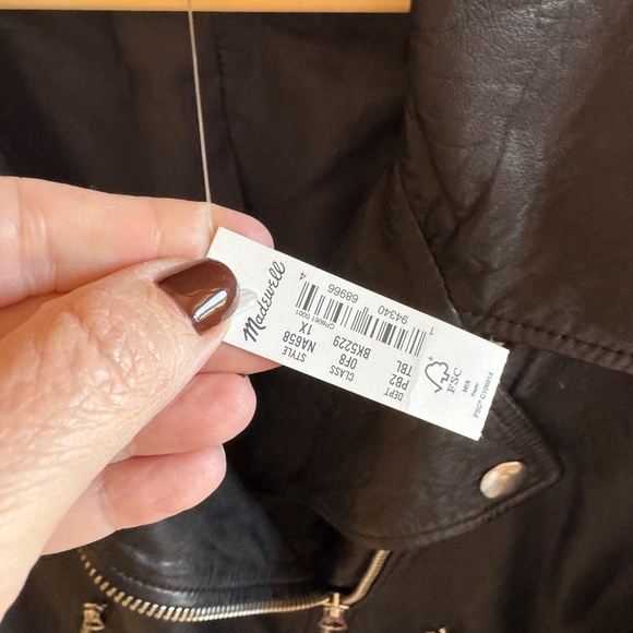 NWT Madewell Washed Moto Jacket - genuine leather size 1X - Picture 3 of 7